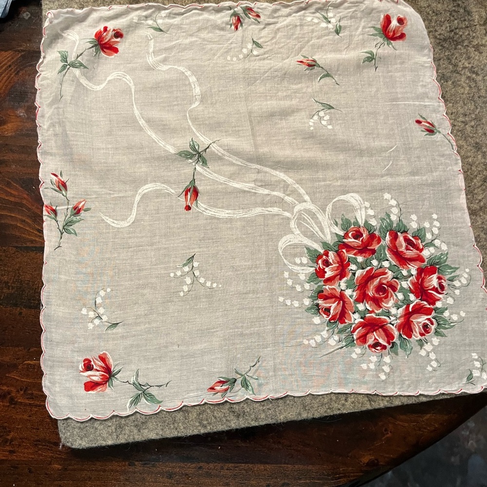 Red and Green Floral Hankie